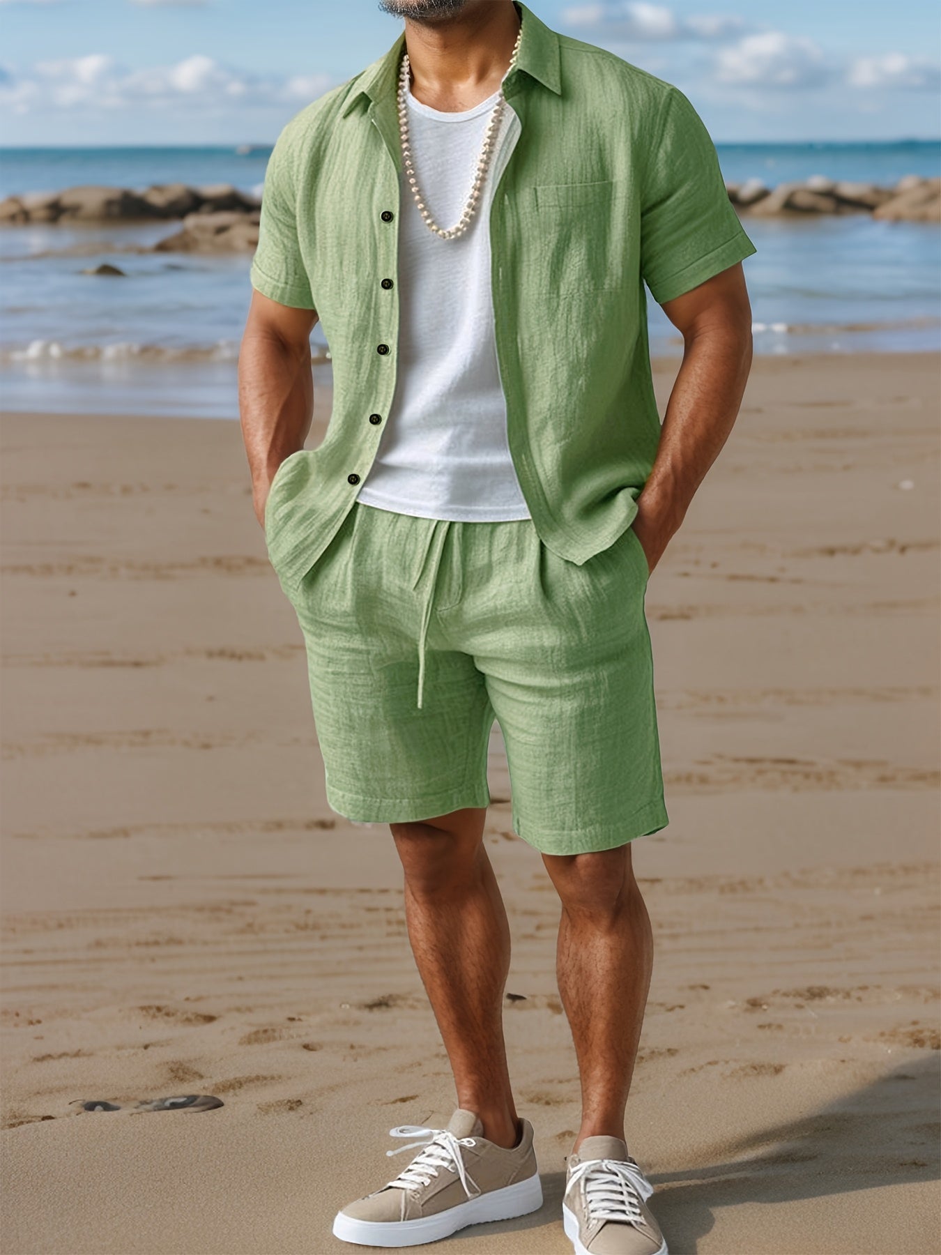 Fillon | Short Sleeve Button-Up Shirt and Shorts Set