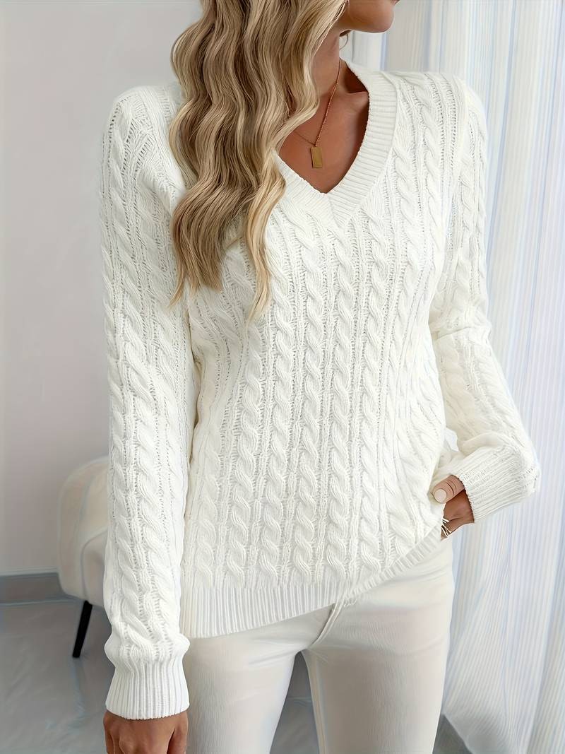 Zivah | V-Neck Cable Knit Jumper