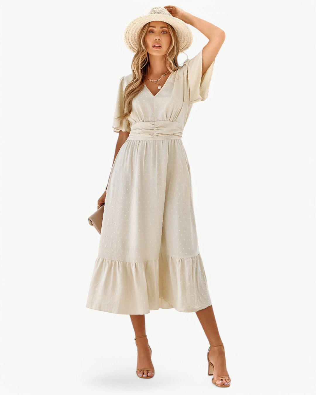 Rameena | Midi Dress V-Neck Short Sleeve