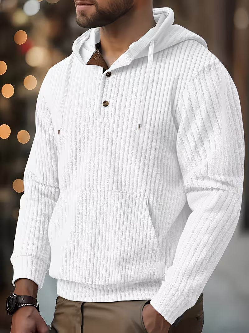 Colman | Hooded Ribbed Knit Pullover Sweatshirt