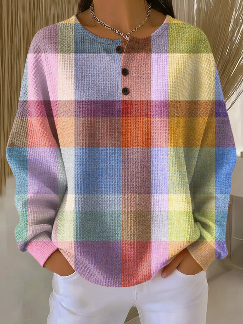 Willemijn | Sweater with Waffle Texture and Prints