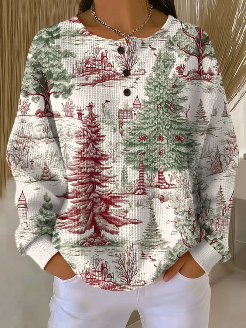 Willemijn | Sweater with Waffle Texture and Prints
