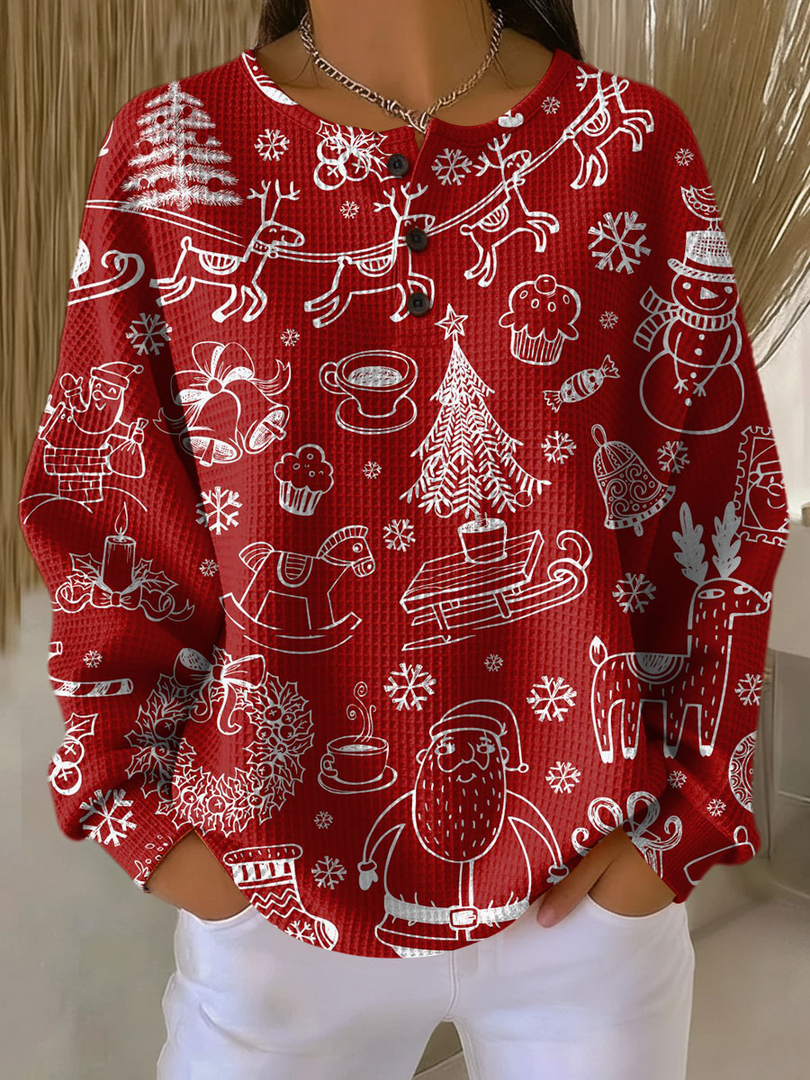 Willemijn | Sweater with Waffle Texture and Prints