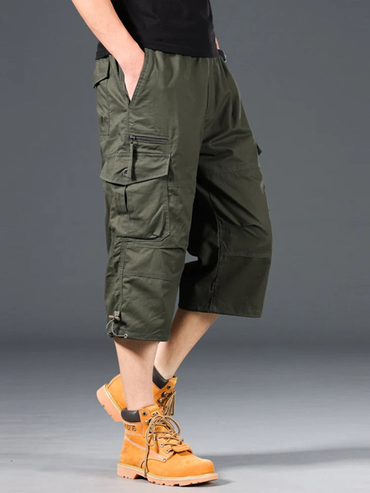 Esman | Cargo Three-Quarter Pocket Shorts Black/Khaki