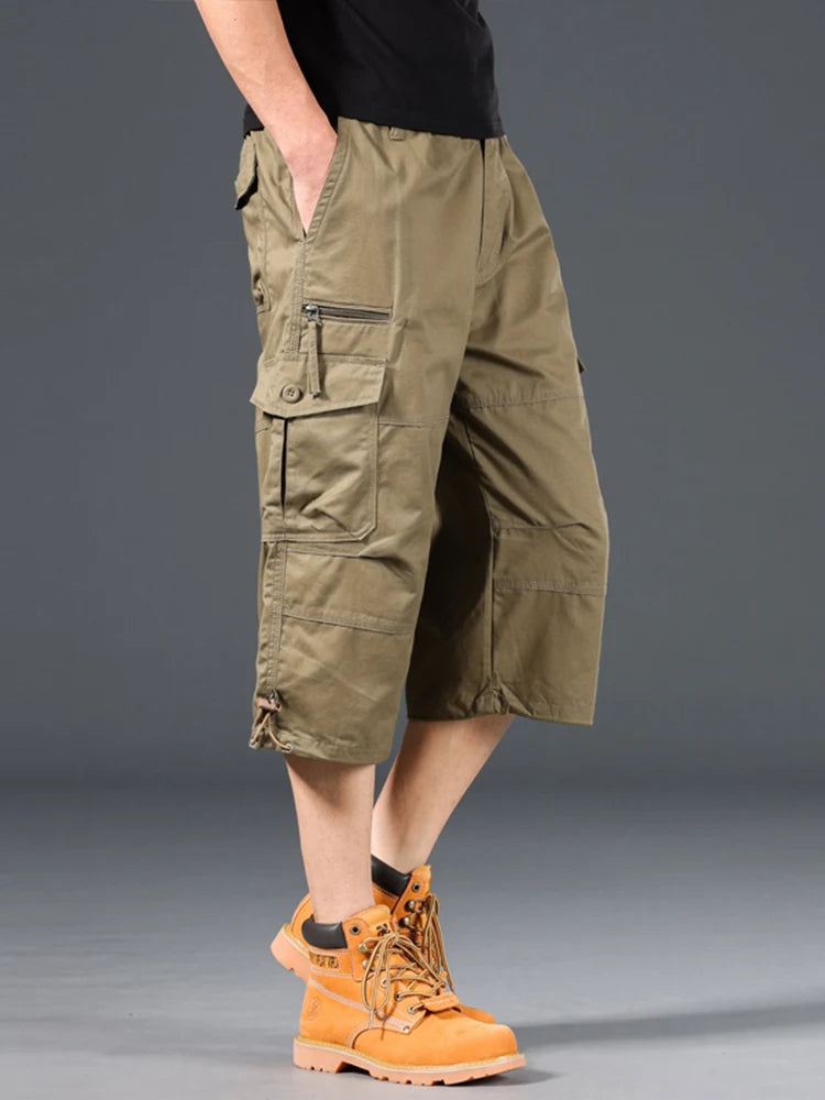 Esman | Cargo Three-Quarter Pocket Shorts Black/Khaki