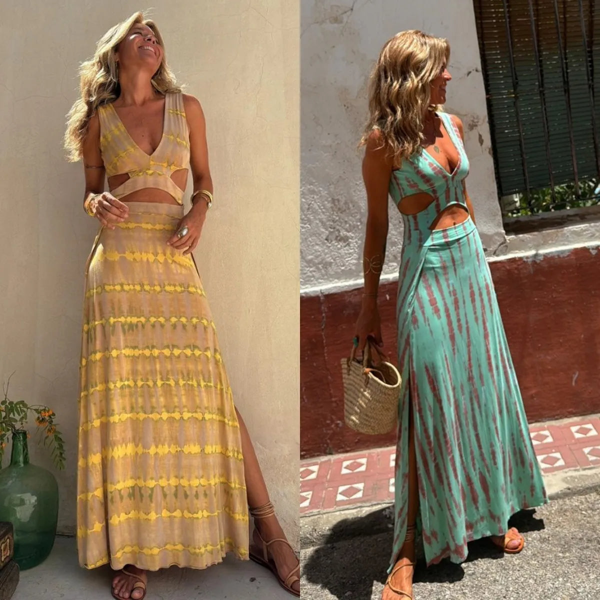 Teigra | Maxi Dress V-Neck Cut-Out Sleeveless
