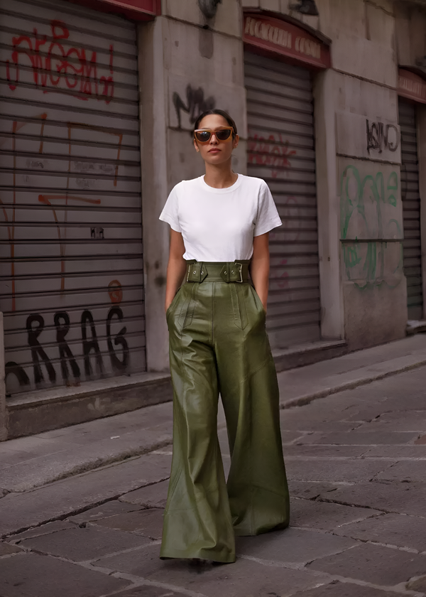 Julietta | High Waist Wide Leg Faux Leather Trousers