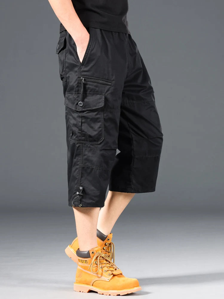 Esman | Cargo Three-Quarter Pocket Shorts Black/Khaki