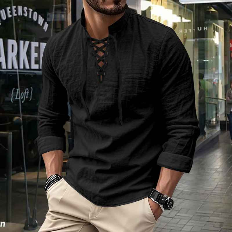 Darshana | Lace Neck Long Sleeve Shirt