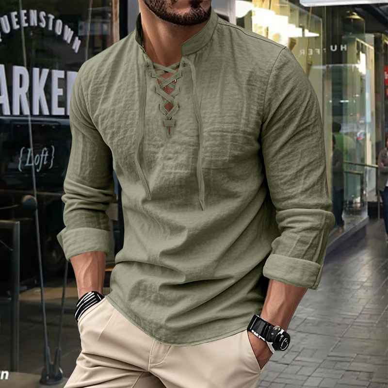 Darshana | Lace Neck Long Sleeve Shirt