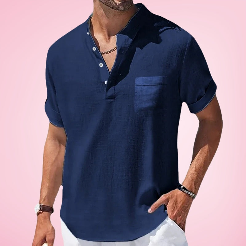 Nestor | Short Sleeve Henley Collar Casual Shirt