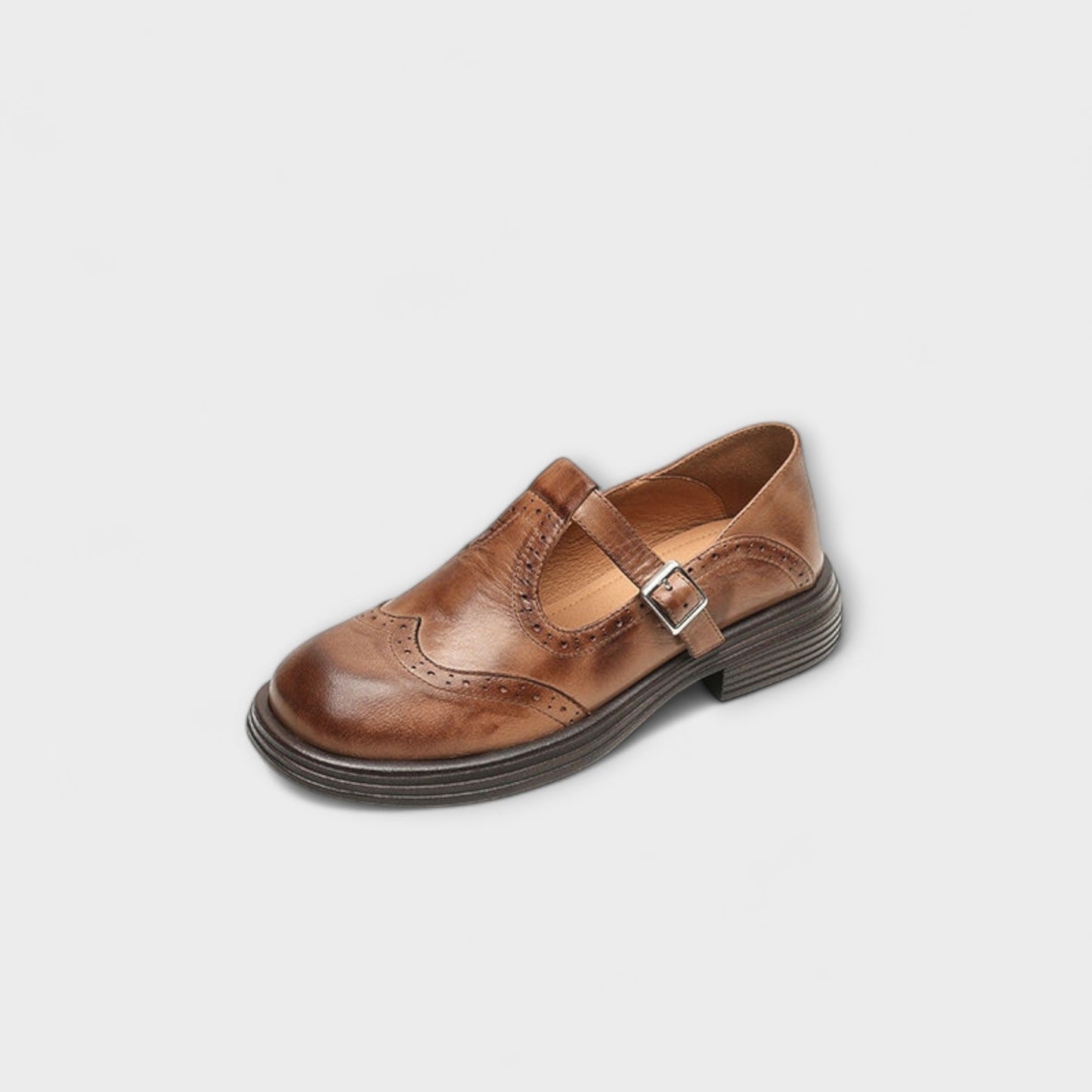 Janine | Leather T-Bar Mary Jane Brogues
