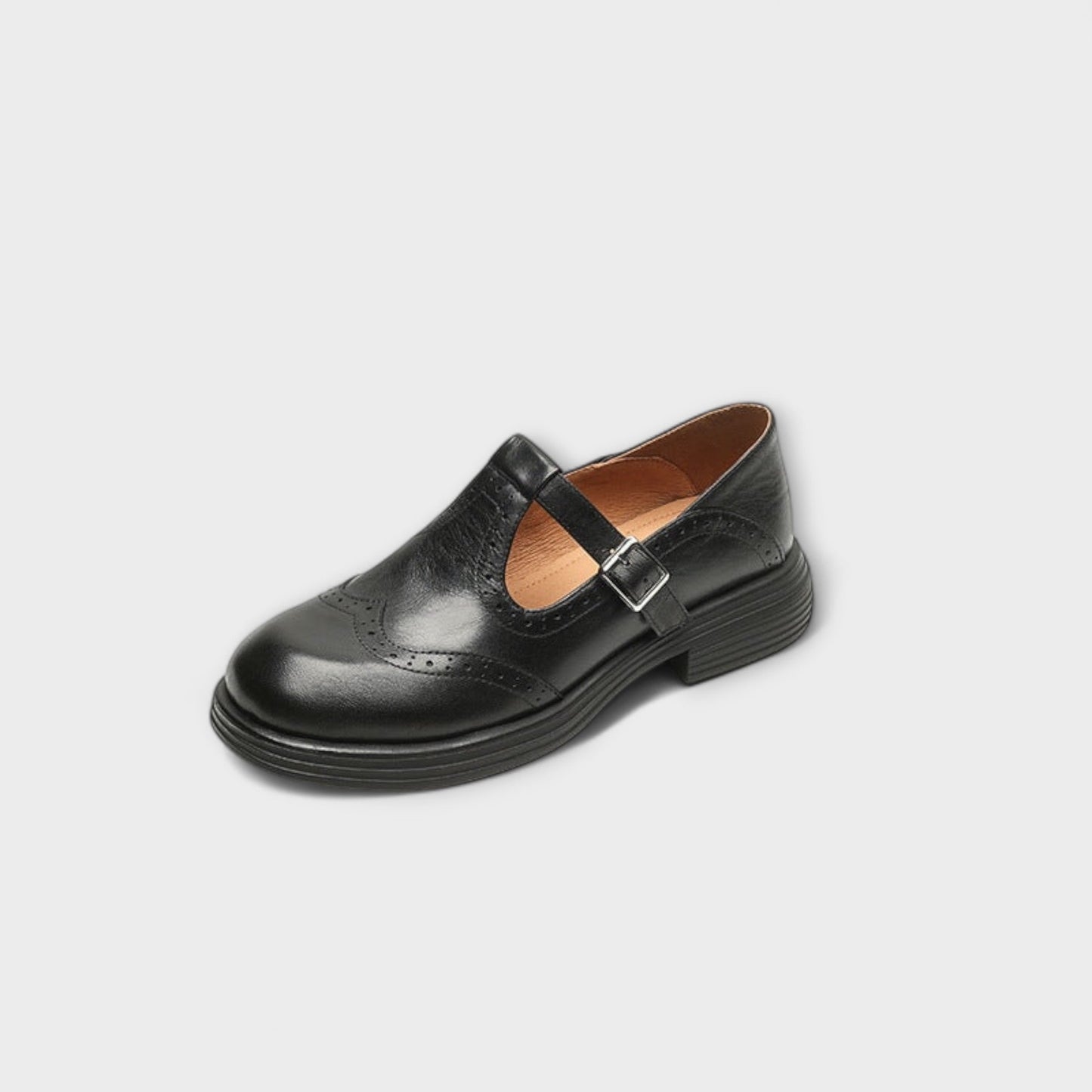 Janine | Leather T-Bar Mary Jane Brogues