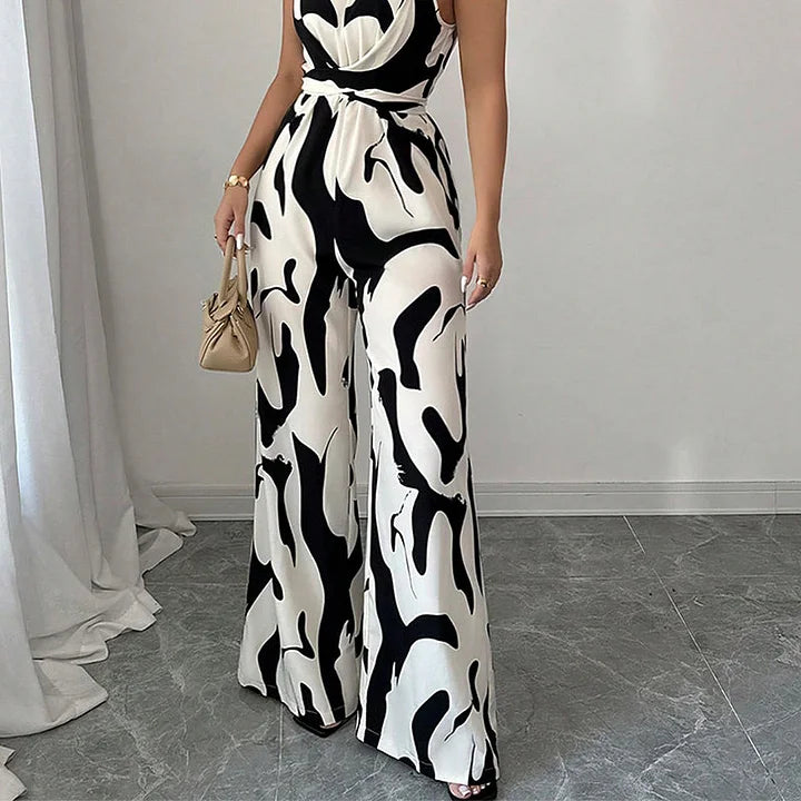 Jorinda | Printed Halterneck Wide Leg Jumpsuit