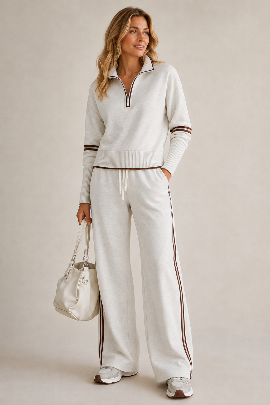 Laverne | Tracksuit with Quarter Zip and Stripes
