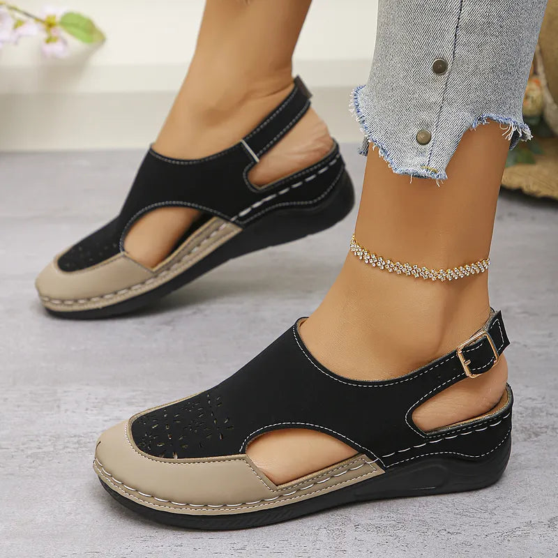 Anesa | Slingback Cut-Out Wedge Comfort Sandals