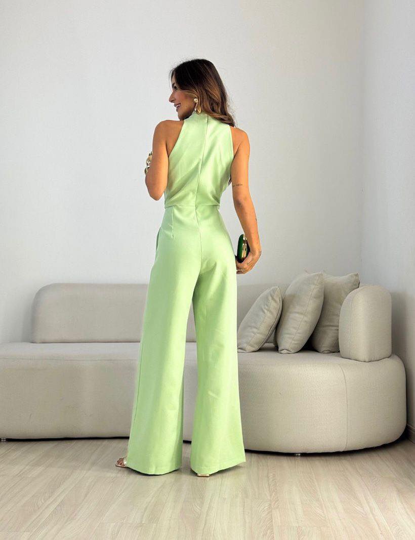 Kamwi | Halter Neck Tie Front Jumpsuit