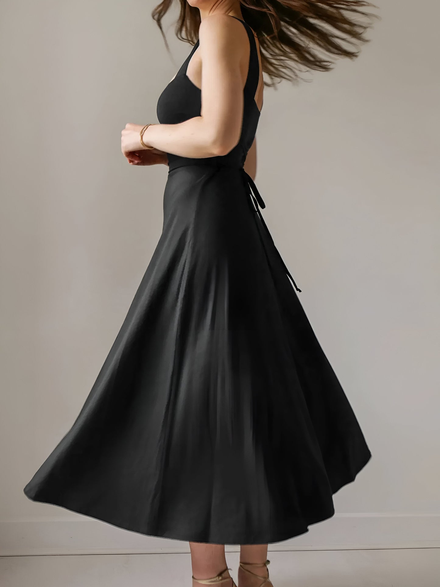 Jasmini | Square Neck Sleeveless A-Line Midi Dress