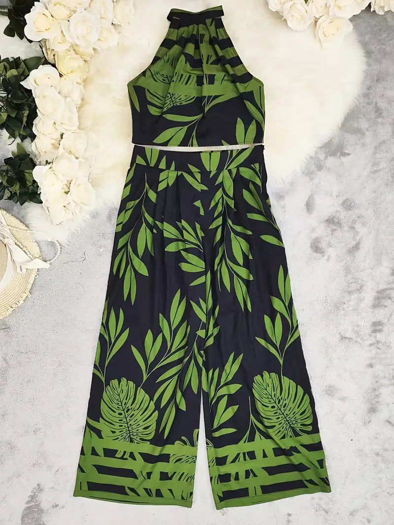 Zirina | Tropical Print Halter Two Piece Set
