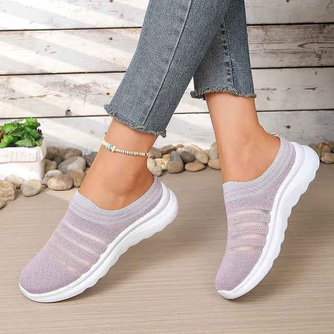 Aleyda | Slip On Striped Knit Casual Trainers