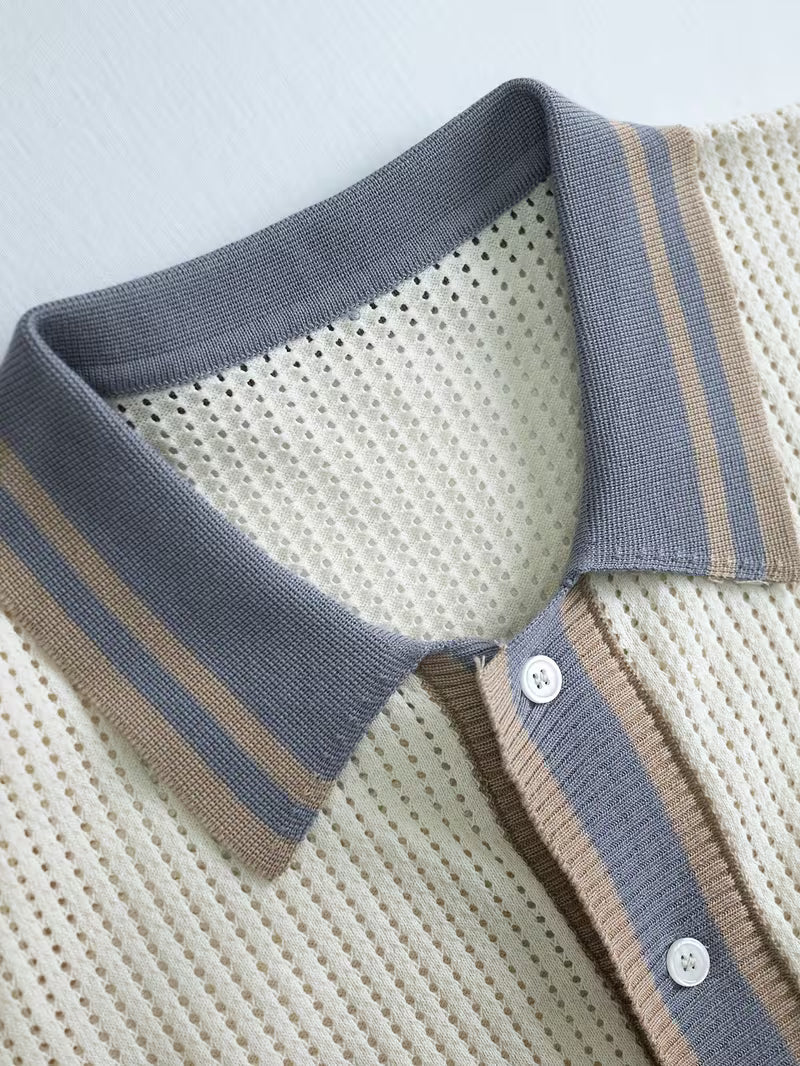 Walt | Knitted Short Sleeve Button Polo Shirt