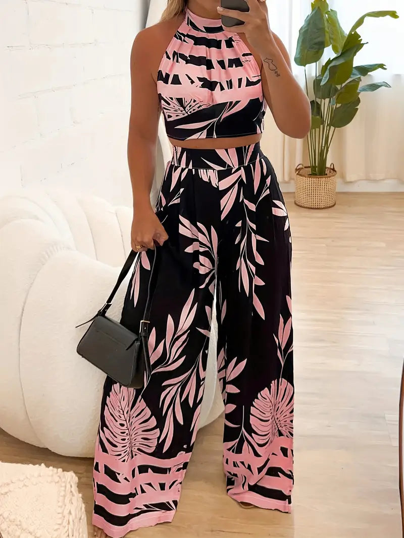 Zirina | Tropical Print Halter Two Piece Set