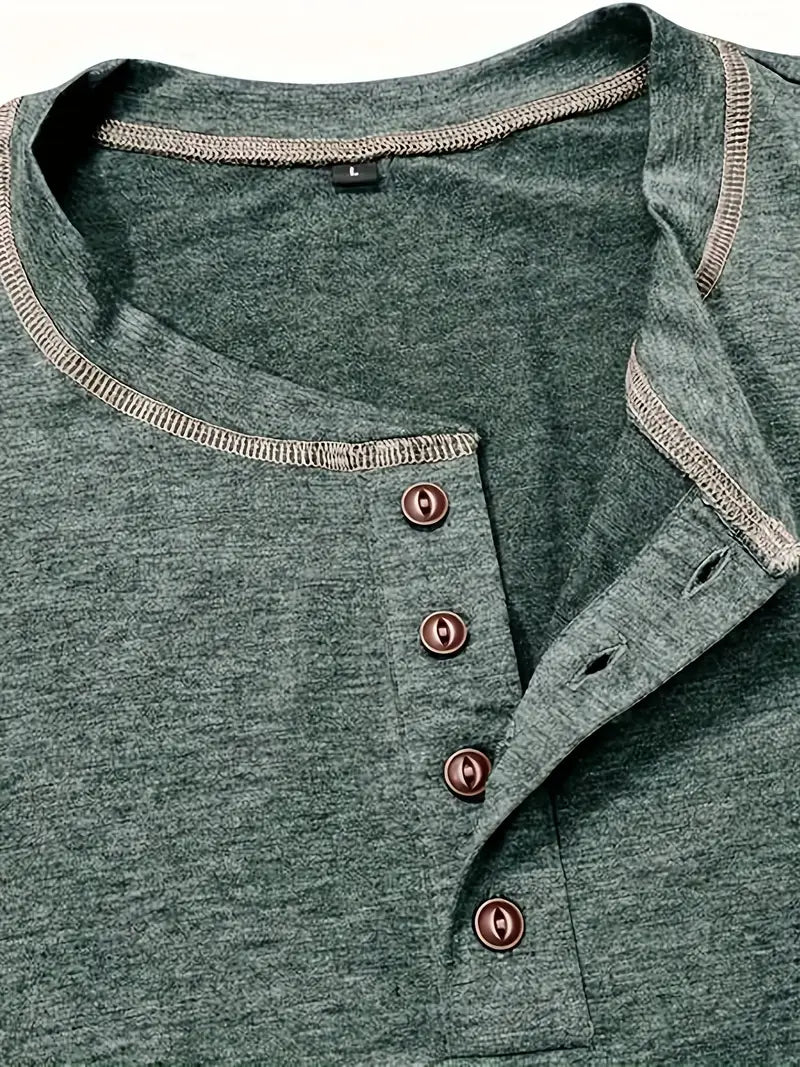Orazio | Short Sleeve Henley Neck T-Shirt