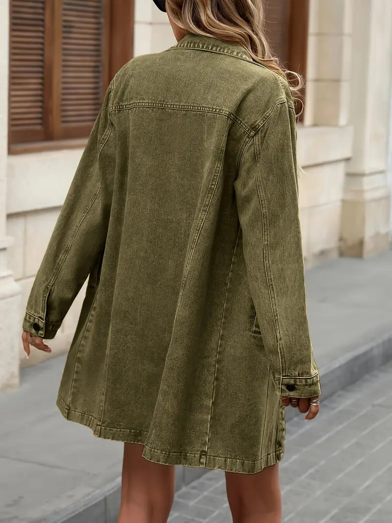 Tacie | Denim Long Sleeve Button Front Jacket