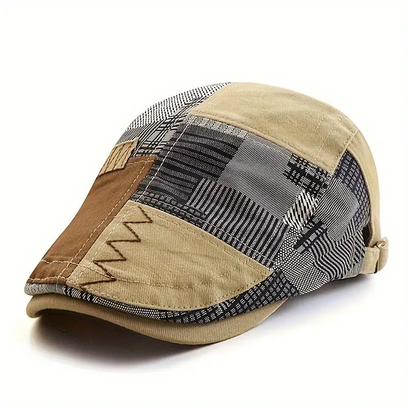 Lebron | Patchwork Pattern Flat Cap Hat