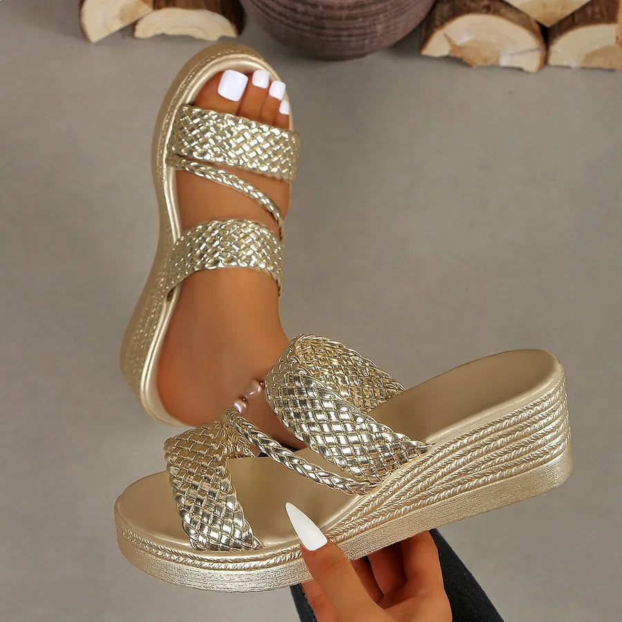 Kalwina - Wedge Braided Strap Sandals