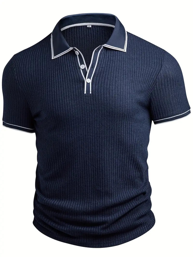 Orestis - Ribbed Short Sleeve Contrast Polo Shirt