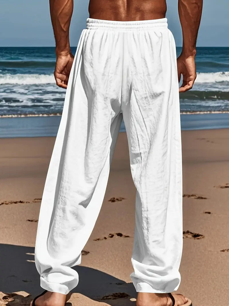 Babaev | Drawstring Wide Leg Linen-Style Trousers