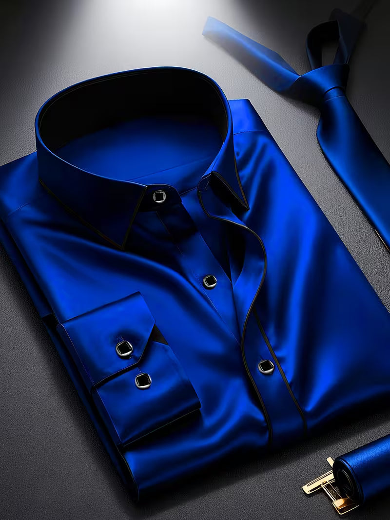 Daven | Long Sleeve Contrast Trim Button Shirt