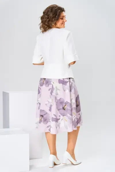 Barnes | Floral Midi Dress With White Jacket