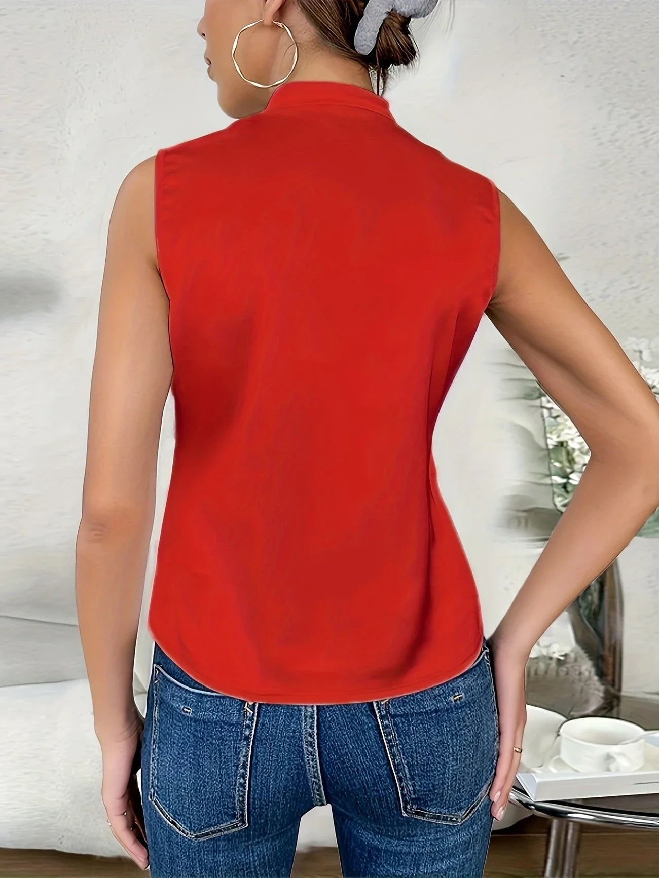Cebulska | Sleeveless Wrap V-Neck Blouse Top