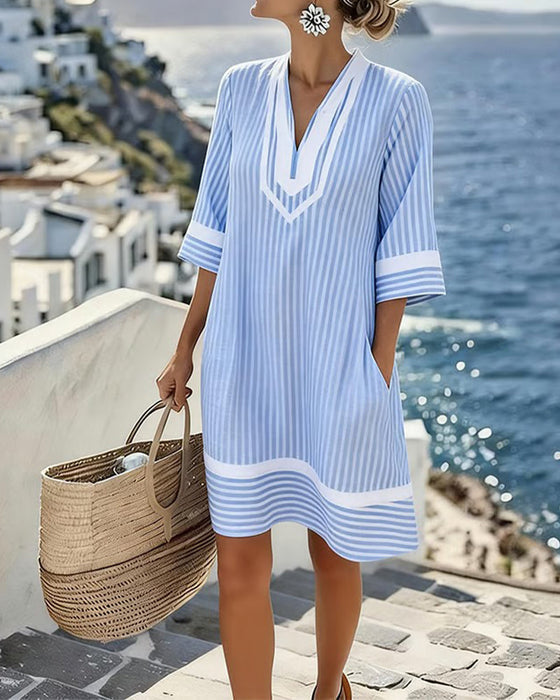 Alisia | Striped V-Neck Tunic Dress