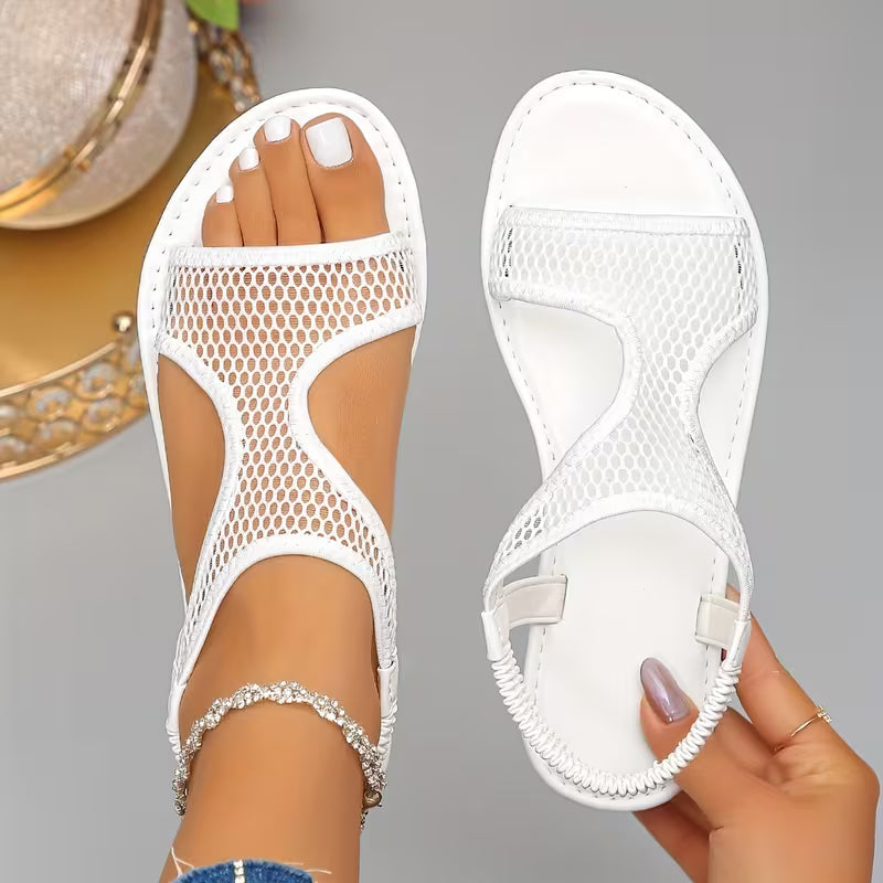 Rahaf | Flat Mesh Strap Open Toe Sandals