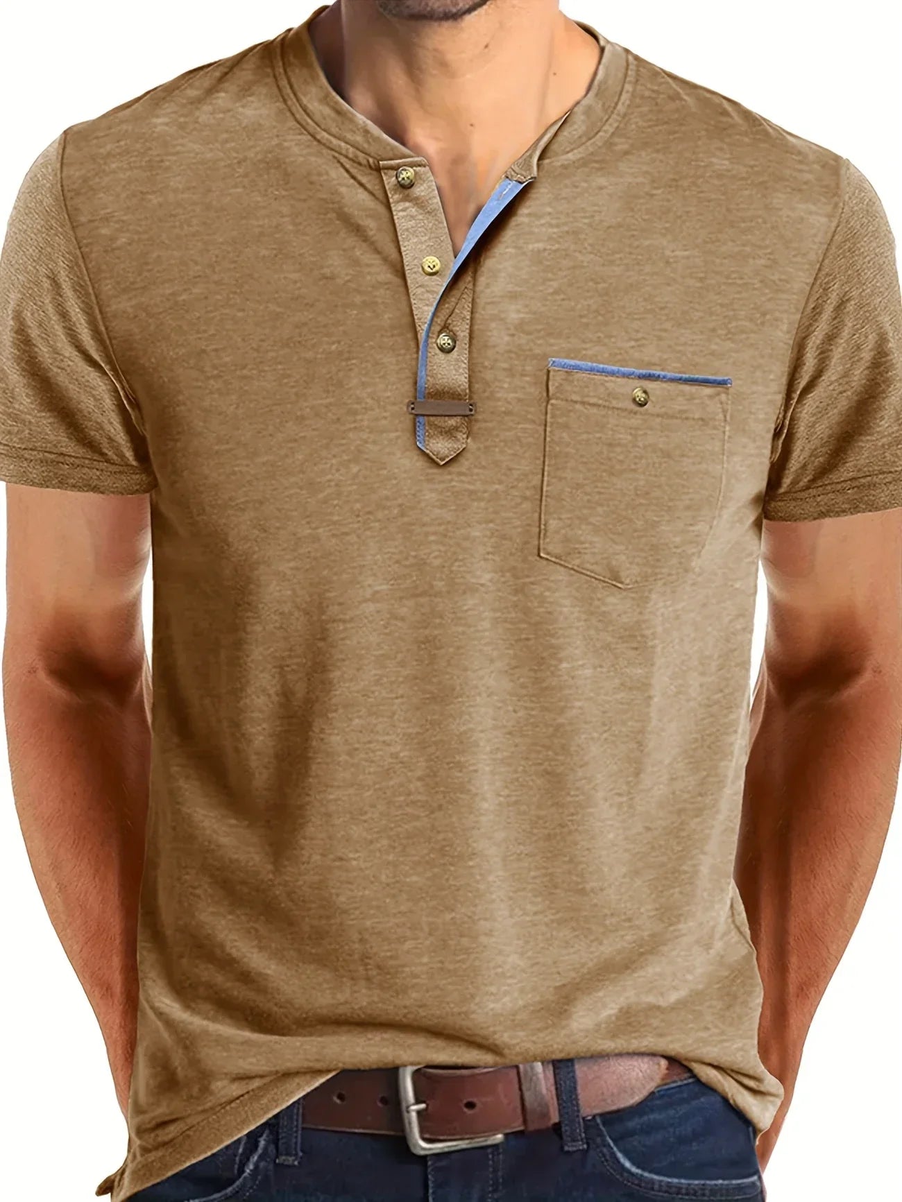 Saxon | Short Sleeve Henley Pocket T Shirt