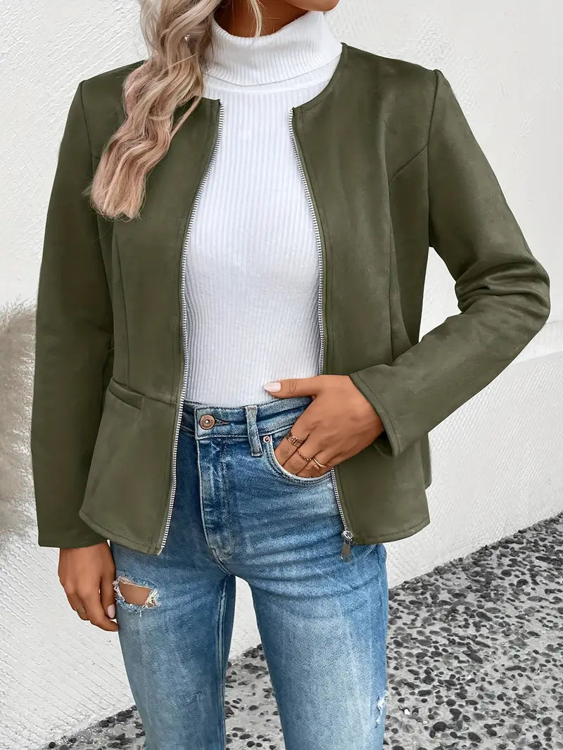 Roksana | Jacket with Round Neck and Zip Closure