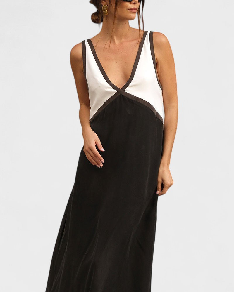 Vida | Sleeveless Colour Block Maxi Dress