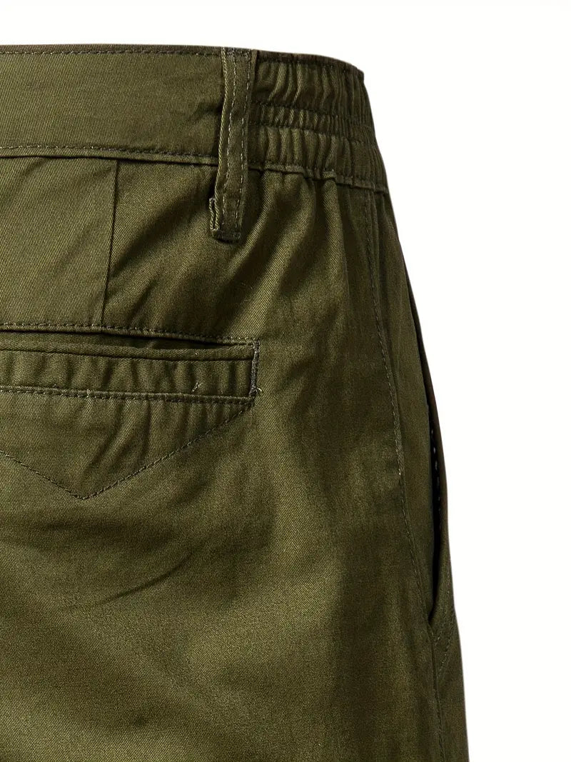 Baird - Casual Elastic Waist Pocket Shorts