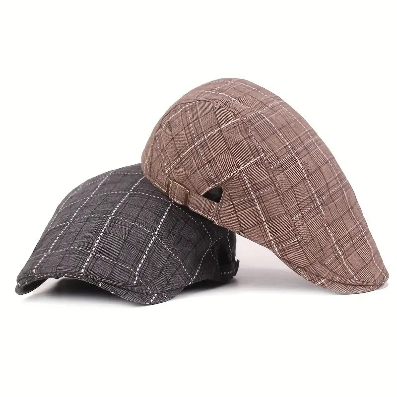 Checklyn | Checked Flat Cap Casual Newsboy Hat