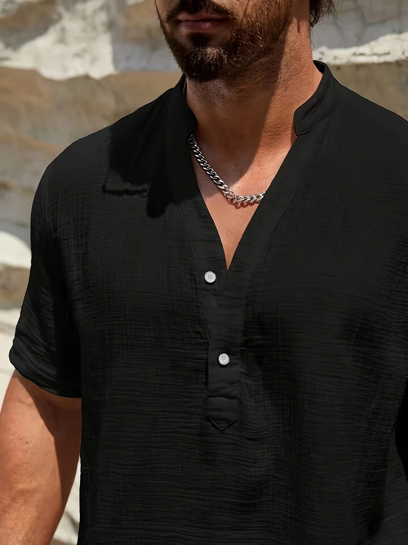 Sancho | Short Sleeve Stand Collar Shirt