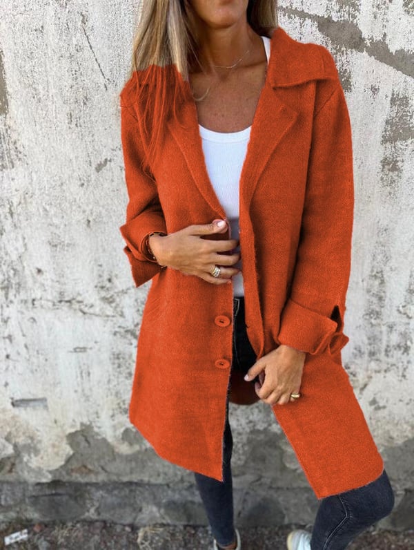 Baylea | Long Button Front Coat With Lapels