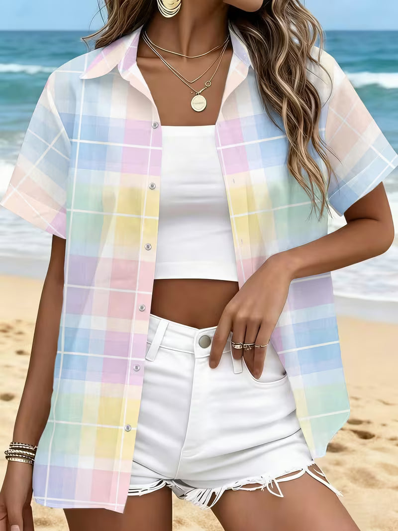 Harrell | Pastel Plaid Short Sleeve Button Shirt