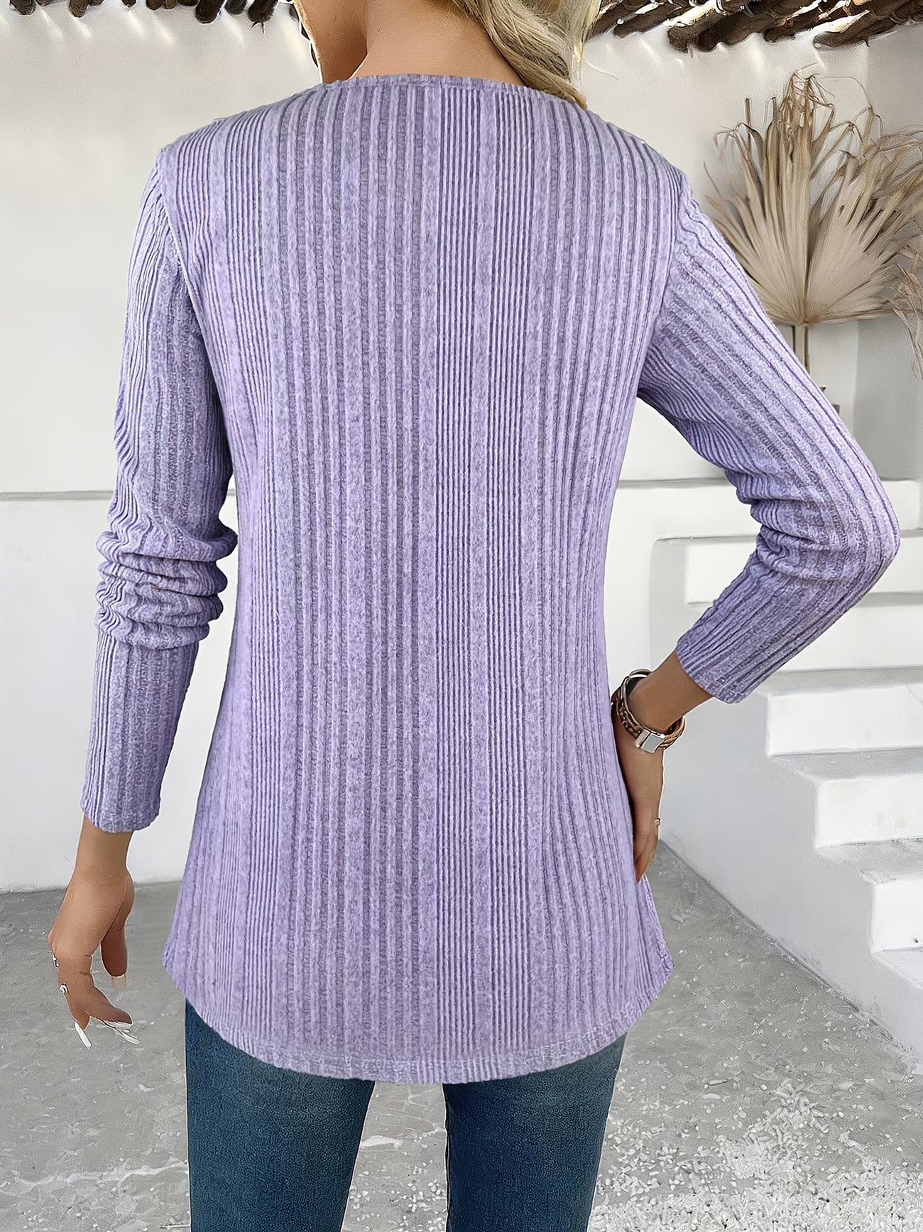 Lizeth | Ribbed Long Sleeve Printed Tunic