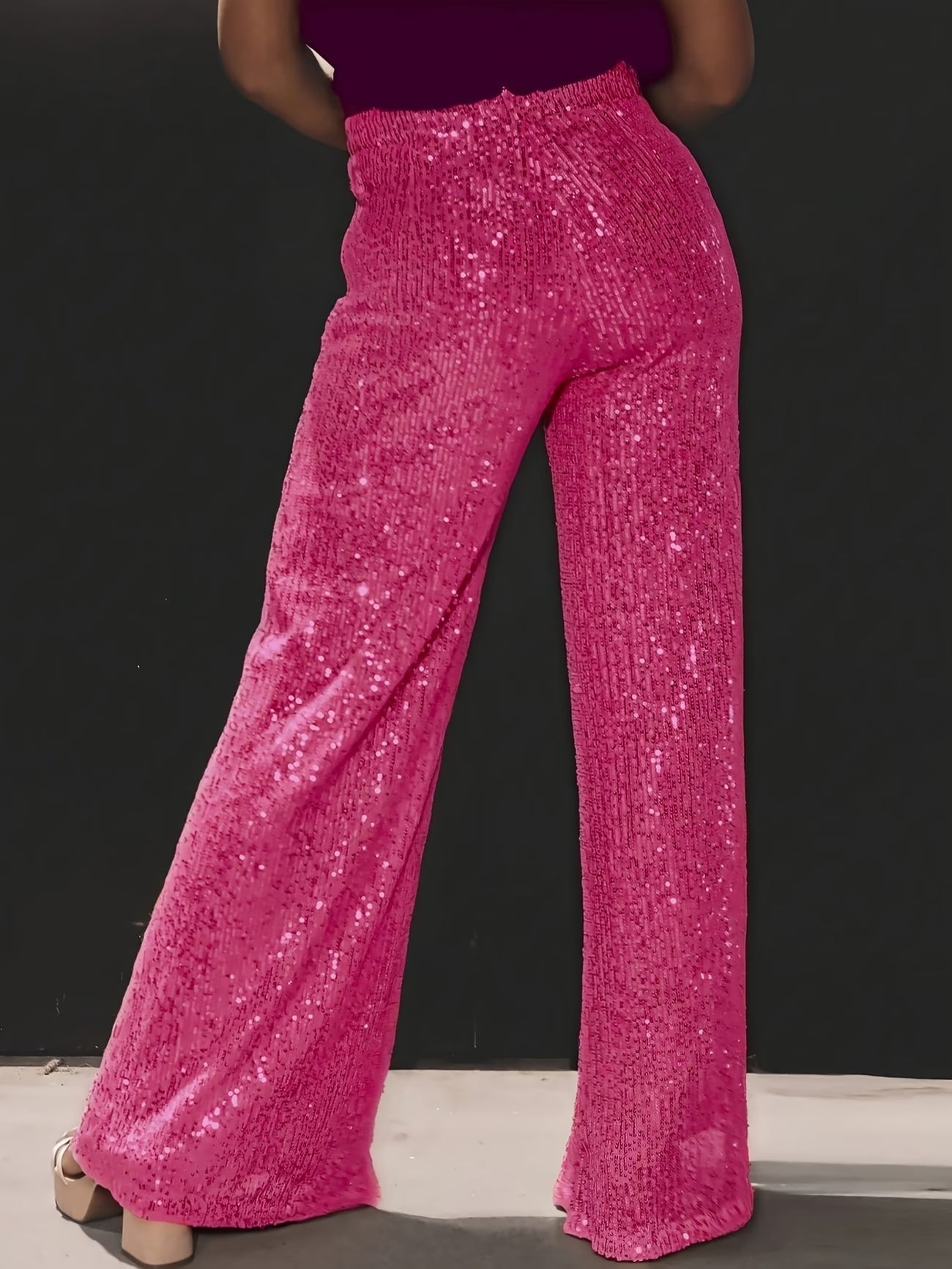Tnora | Trousers Sequin Wide Leg High Waist