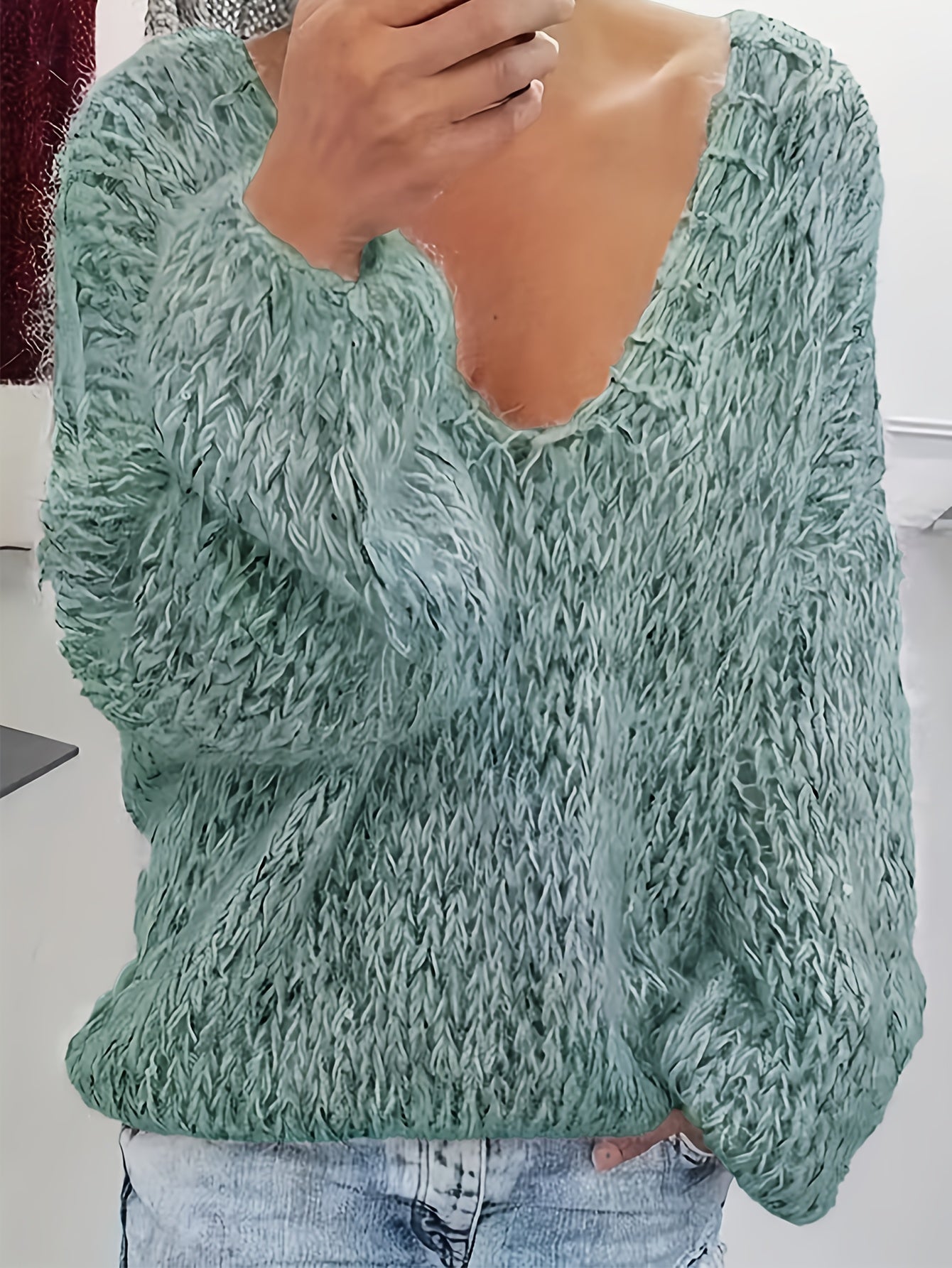 Vriona | Sweater with V-Neck and Balloon Sleeves