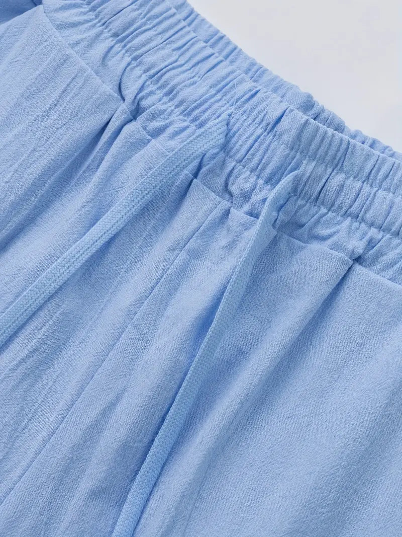 Babaev | Drawstring Wide Leg Linen-Style Trousers