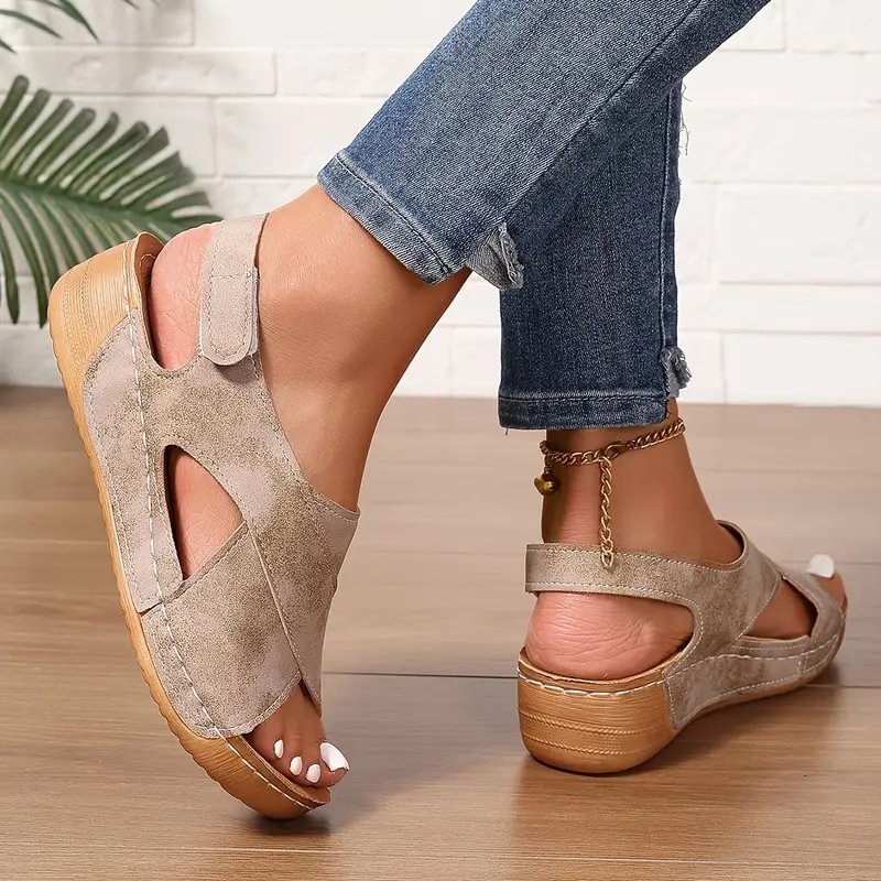 Clarisa | Sandals Open-Toe Cross-Strap Slingback Wedge Sole